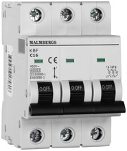 Dvärgbrytare C-typ 3-pol 16A 6kA Malmbergs